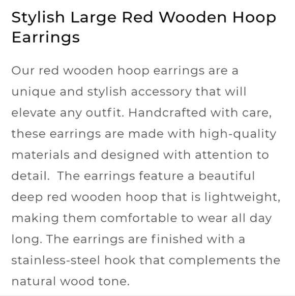 Red Wood Dangle Earrings with Silver Hardware - Picture 2 of 5